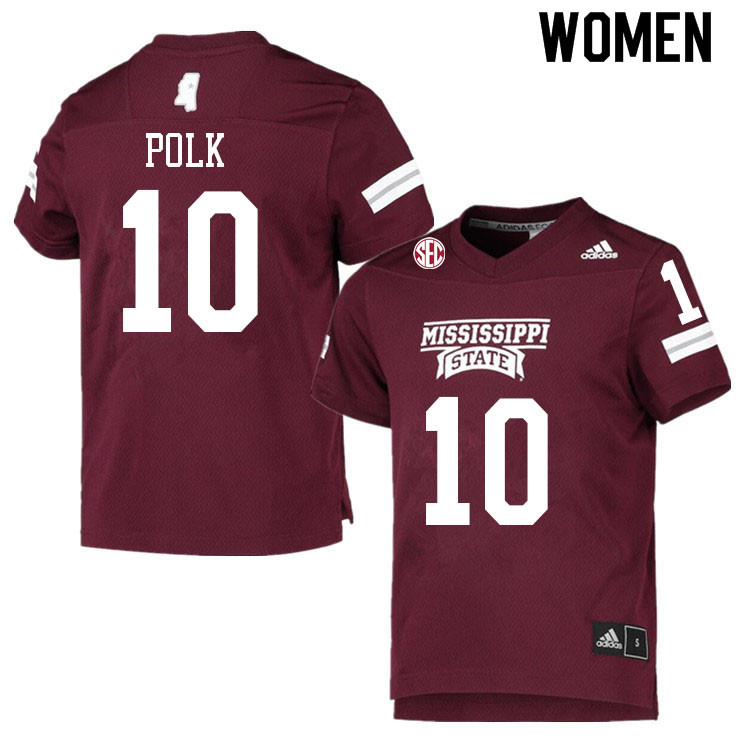 Women #10 Makai Polk Mississippi State Bulldogs College Football Jerseys Sale-Maroon